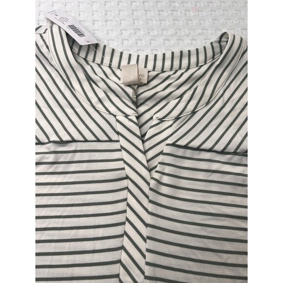 Chico's long dress Size 3 X Large Striped Tee Cuffed Detail White Green New 16 - Picture 10 of 11